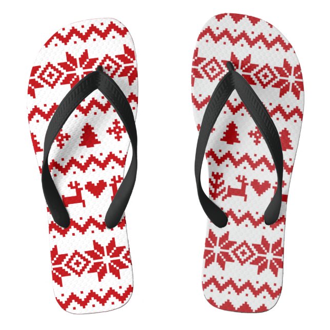 Ugly sweater pattern Christmas   Flip Flops (Footbed)