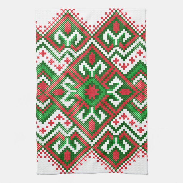 Ugly sweater pattern Festive Christmas towel (Vertical)