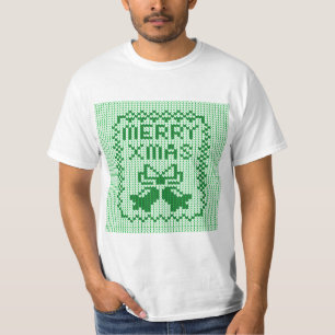 Ugly sweater pattern jingle bells and Merry Xmas w