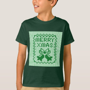 Ugly sweater pattern jingle bells and Merry Xmas w