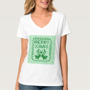 Ugly sweater pattern jingle bells and Merry Xmas w