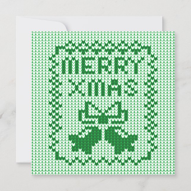 Ugly sweater pattern jingle bells and Merry Xmas w Card (Front)