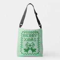 Ugly sweater pattern jingle bells and Merry Xmas w