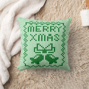 Ugly sweater pattern jingle bells and Merry Xmas w Cushion