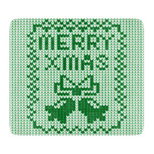 Ugly sweater pattern jingle bells and Merry Xmas w Cutting Board