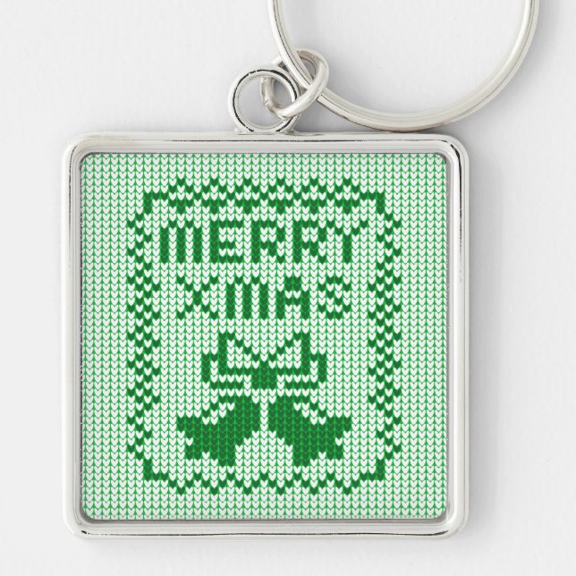 Ugly sweater pattern jingle bells and Merry Xmas w Key Ring (Front)
