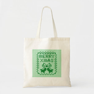 Ugly sweater pattern jingle bells and Merry Xmas w Tote Bag