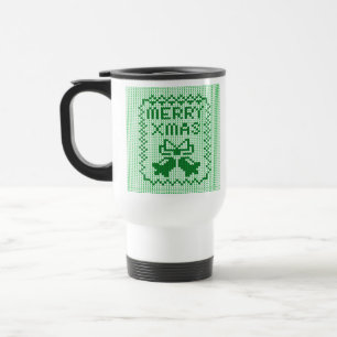 Ugly sweater pattern jingle bells and Merry Xmas w Travel Mug