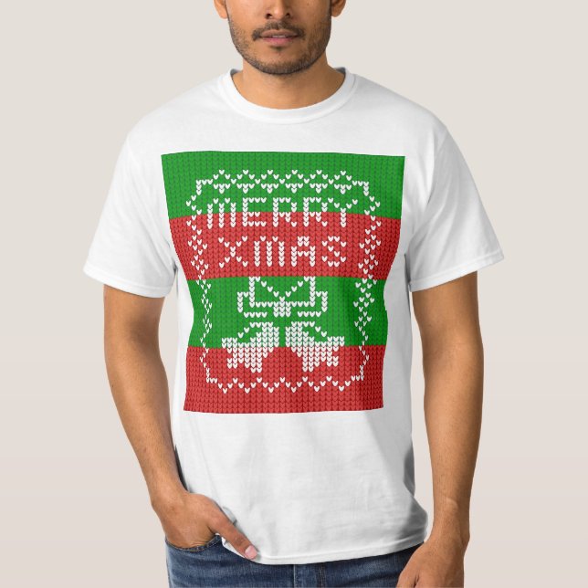 Ugly sweater pattern jingle bells Merry Xmas yarn (Front)