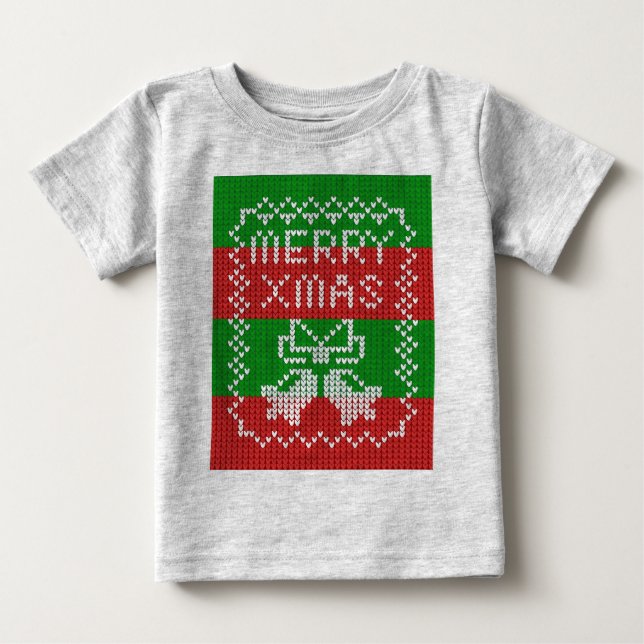 Ugly sweater pattern jingle bells Merry Xmas yarn (Front)