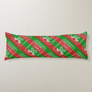 Ugly sweater pattern jingle bells Merry Xmas yarn Body Cushion