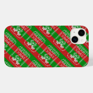 Ugly sweater pattern jingle bells Merry Xmas yarn Case-Mate iPhone 14 Plus Case
