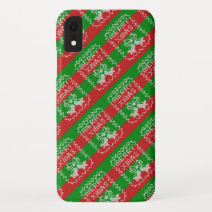 Ugly sweater pattern jingle bells Merry Xmas yarn iPhone XR Case