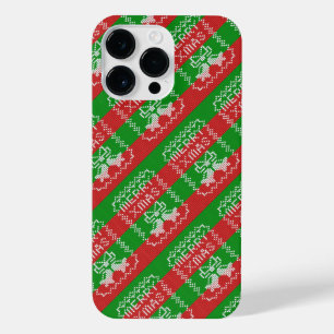 Ugly sweater pattern jingle bells Merry Xmas yarn iPhone 14 Pro Max Case