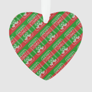 Ugly sweater pattern jingle bells Merry Xmas yarn Ornament