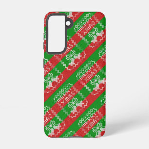 Ugly sweater pattern jingle bells Merry Xmas yarn Samsung Galaxy Case