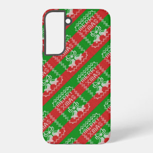 Ugly sweater pattern jingle bells Merry Xmas yarn Samsung Galaxy Case