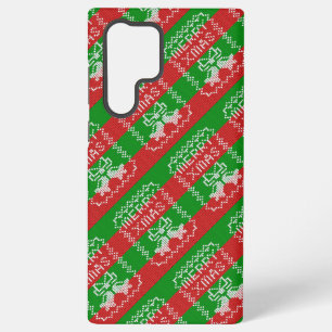 Ugly sweater pattern jingle bells Merry Xmas yarn Samsung Galaxy Case