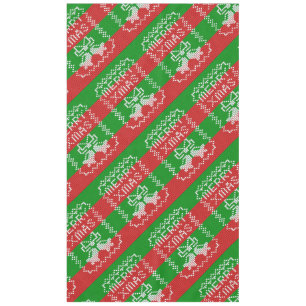 Ugly sweater pattern jingle bells Merry Xmas yarn Tablecloth
