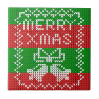 Ugly sweater pattern jingle bells Merry Xmas yarn