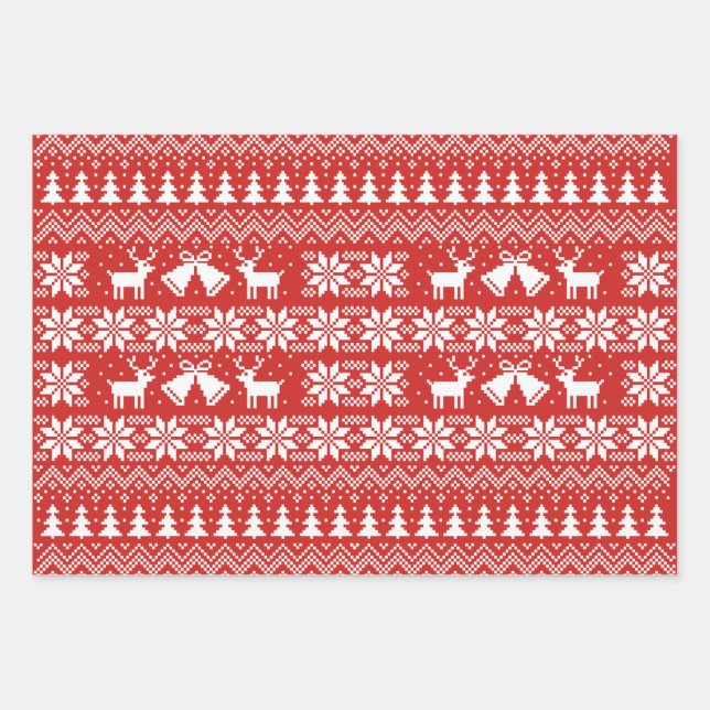 Ugly sweater pattern  wrapping paper sheet (Front)