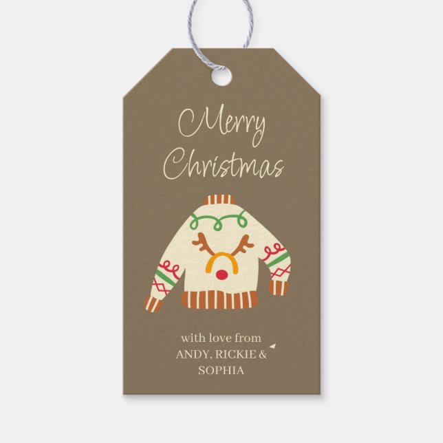 Ugly Sweater Personalised Christmas Gift Tags (Front)