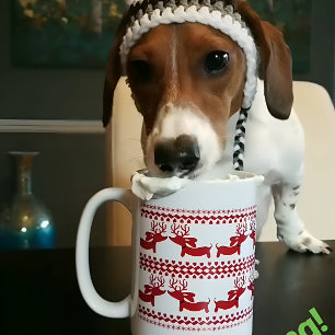 Ugly Sweater Reindeer Dachshund Tea Coffee Mug