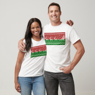 Ugly sweater Santa Claus sleigh and reindeers