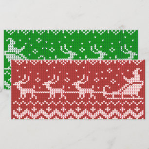 Ugly sweater Santa Claus sleigh and reindeers