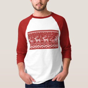 Ugly sweater Santa Claus sleigh and reindeers