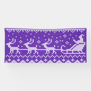 Ugly sweater Santa Claus sleigh and reindeers Banner