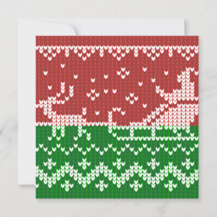 Ugly sweater Santa Claus sleigh and reindeers Invitation