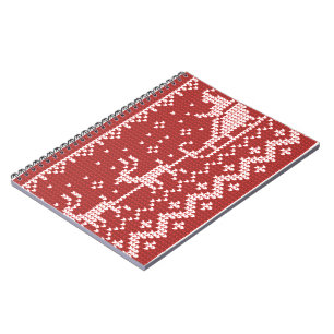Ugly sweater Santa Claus sleigh and reindeers Notebook