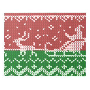 Ugly sweater Santa Claus sleigh and reindeers Notepad