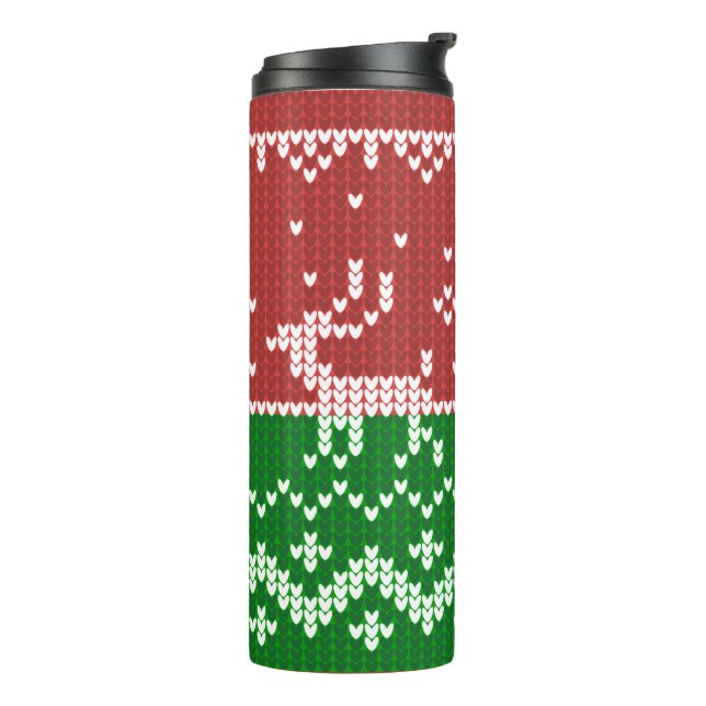 Ugly sweater Santa Claus sleigh and reindeers Thermal Tumbler (Rotated Left)