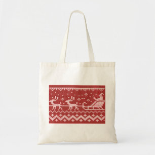 Ugly sweater Santa Claus sleigh and reindeers Tote Bag