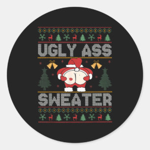 Ugly Sweater Santa Merry Christmas Funny Pajamas X Classic Round Sticker