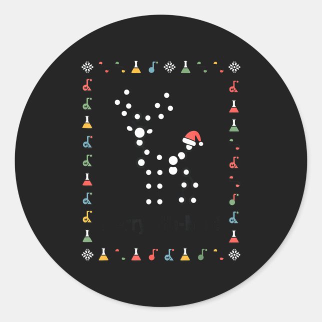 Ugly Sweater Science Christmas Chemistry Teacher M Classic Round Sticker (Front)