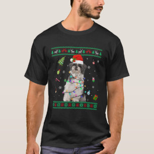 Ugly Sweater Shih Tzu Dog Christmas Lights Santa H