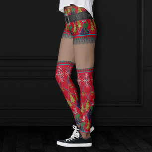 Ugly Sweater Short Skirt Thigh High   Dark Skin Leggings