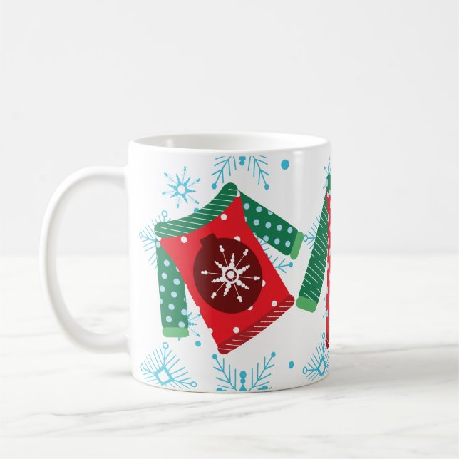 Ugly Sweater Snowflakes Pattern Coffee Mug (Left)