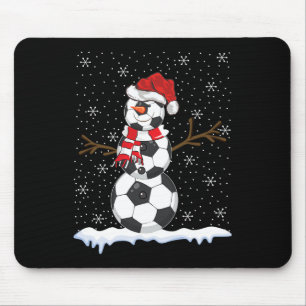 Ugly Sweater Style Snowman Soccer Byll Christmas Mouse Mat