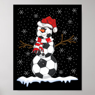 Ugly Sweater Style Snowman Soccer Byll Christmas Poster