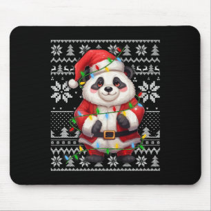 Ugly Sweater Style Xmas Lighting Santa Hat Panda C Mouse Mat