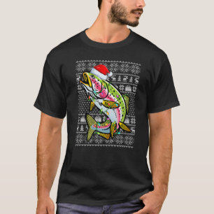 Ugly Sweater Style Xmas Lights Rainbow Trout Fish 