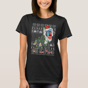 Ugly Sweater Style Xmas Lights Santa Baboon Christ