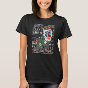 Ugly Sweater Style Xmas Lights Santa Baboon Christ