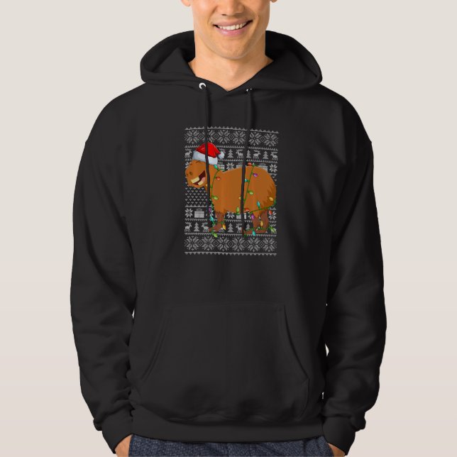Ugly Sweater Style Xmas Lights Santa Capybara Chri (Front)
