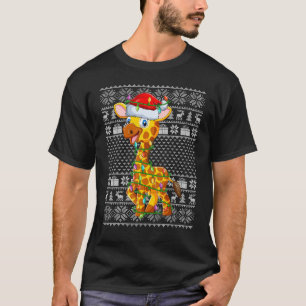 Ugly Sweater Style Xmas Lights Santa Giraffe Chris
