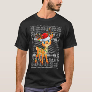 Ugly Sweater Style Xmas Lights Santa Reindeer Chri